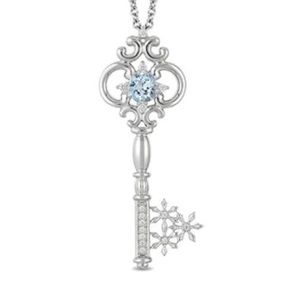 Disney Elsa Aquamarine Key Necklace